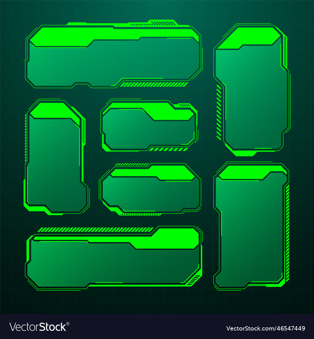 Green Futuristic Hud Ui Elements Sci-fi User Vector Image