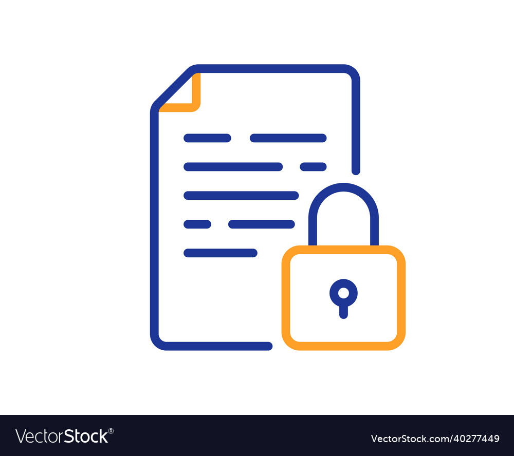 Lock line icon protected document sign