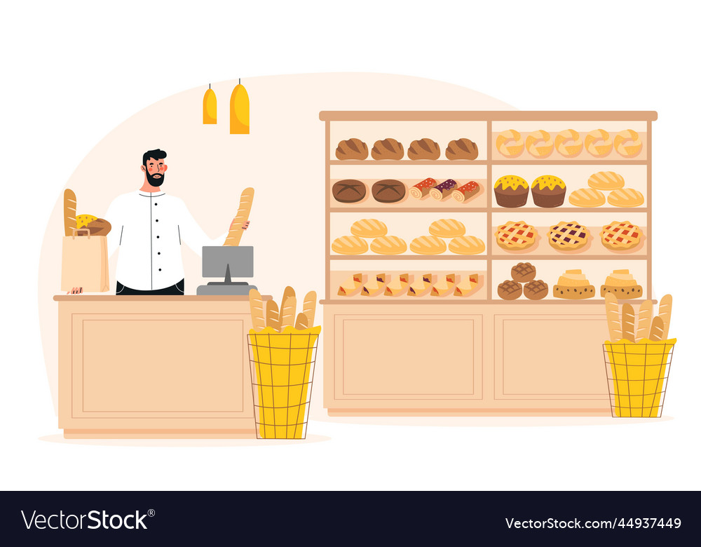 Man in bakery concept