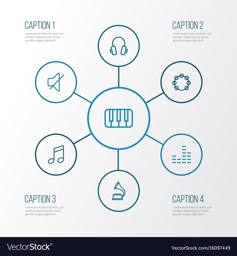 Multimedia outline icons set collection