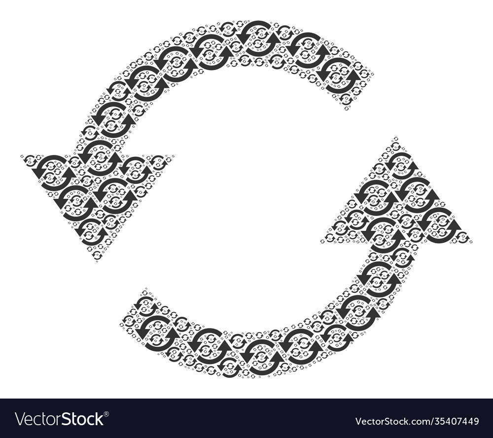 Refresh arrows recursion collage itself icons vector image Refresh arrows recursion collage itself icons