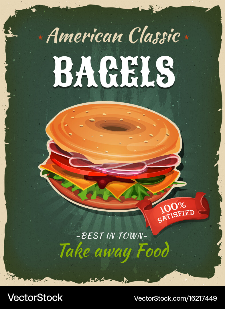Vintage Bagel Poster Metallschild 20x30cm - Retro Wanddekoration Für Küche & Bar