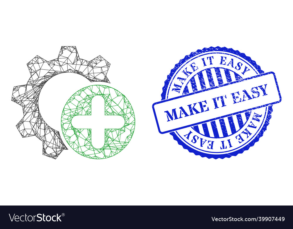 Rubber make it easy badge and hatched add settings vector image Rubber make it easy badge and hatched add settings
