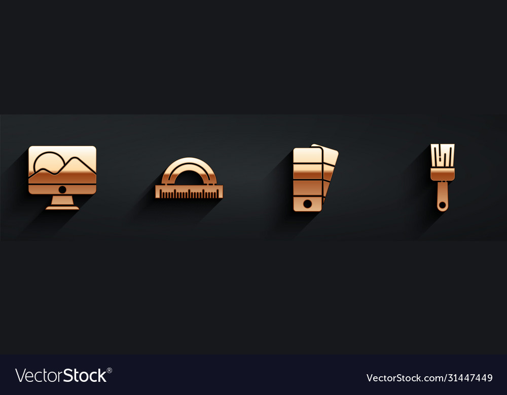 Set computer monitor screen protractor palette Vector Image Set computer monitor screen protractor palette