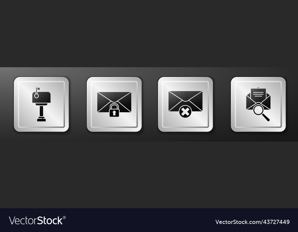 Set mail box message lock password delete vector image Set mail box message lock password delete