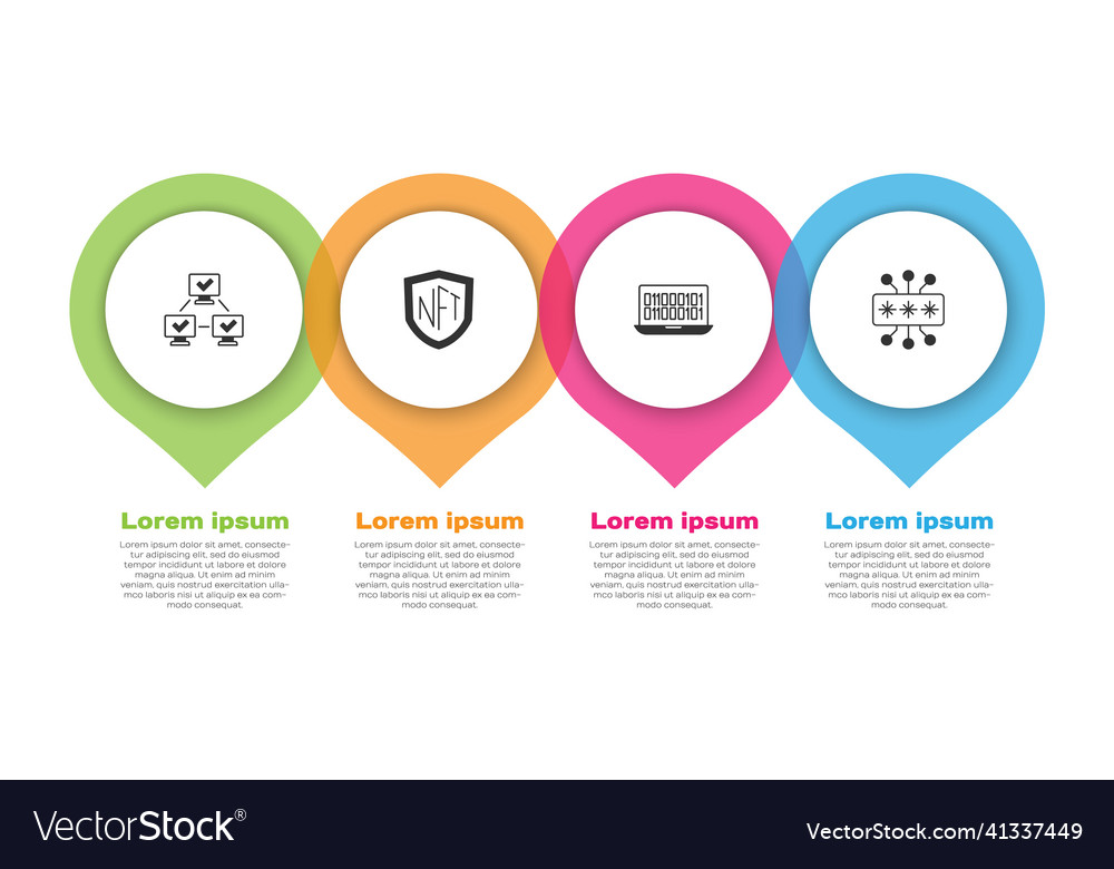 Set nft blockchain technology shield binary code