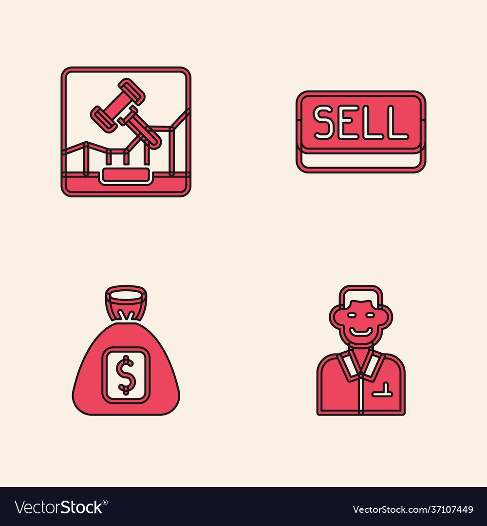 Set trader online internet auction sell button vector image Set trader online internet auction sell button