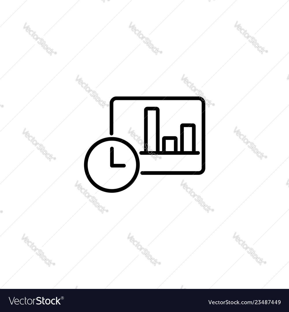 Web line icon clock and graph analytics vector image Web line icon clock and graph analytics