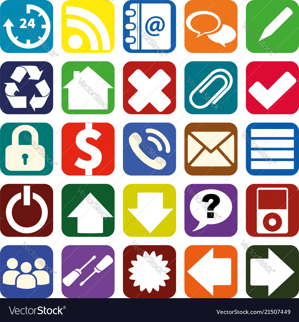 Webpage icons collection color interfaces