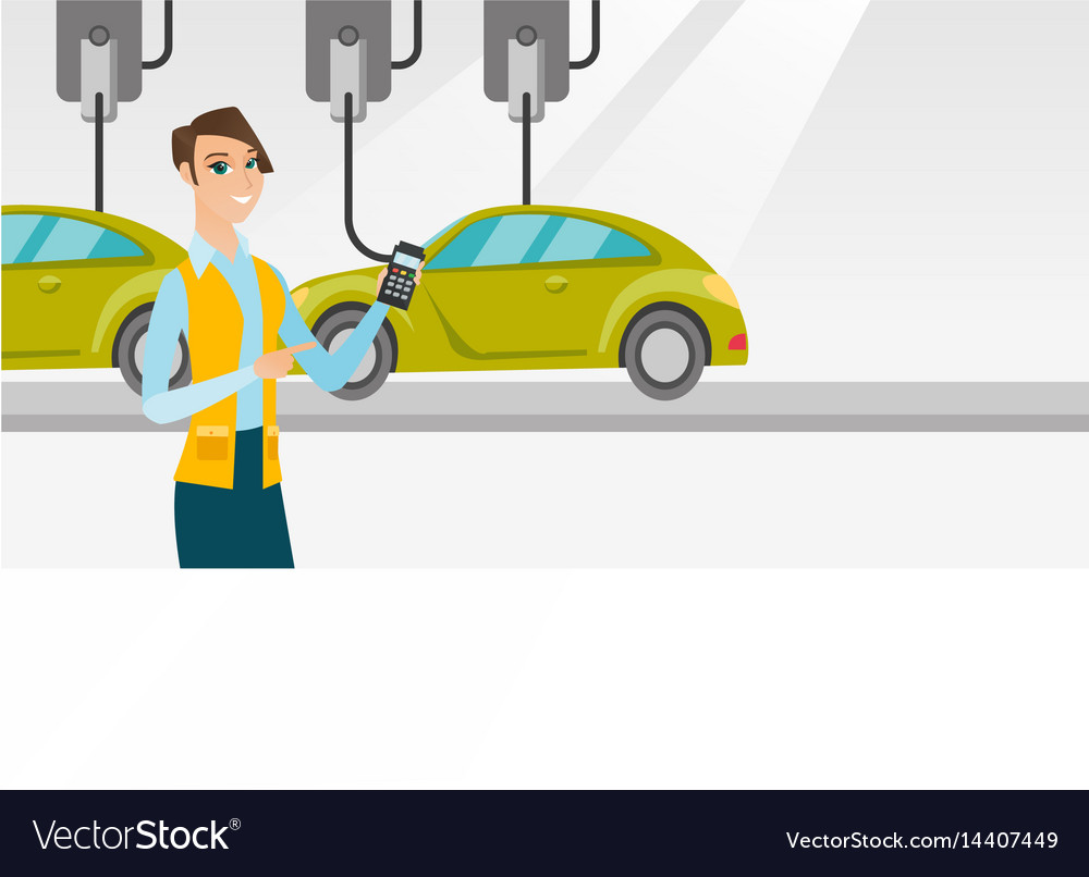 Worker controlling automated assembly line for car