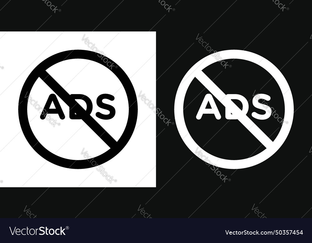 Ad blocker icon set ban and stop add symbol Vector Image