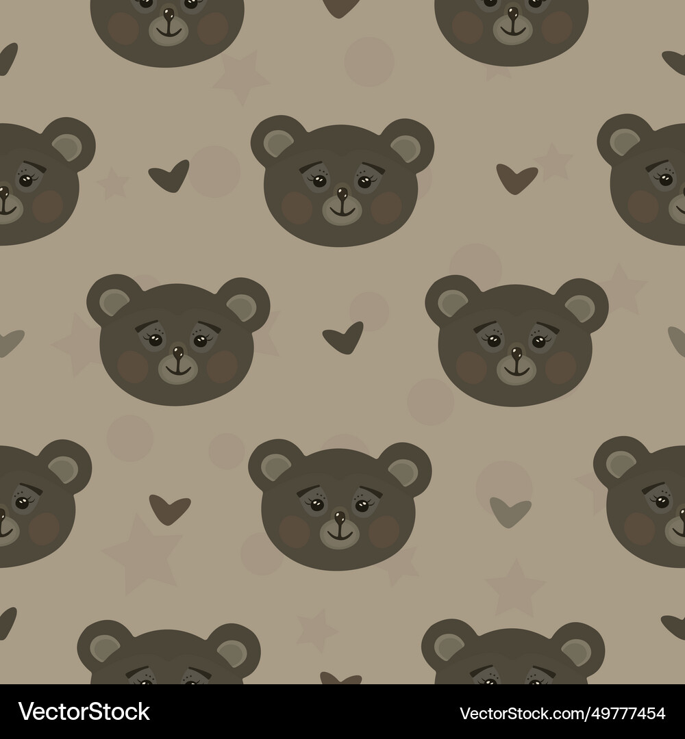 Brown bear seamless pattern Royalty Free Vector Image