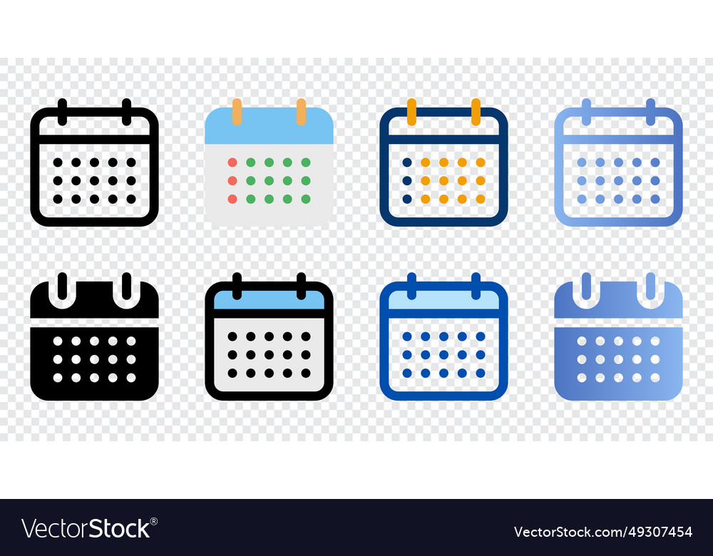 Calendar icons in different style vector image Calendar icons in different style