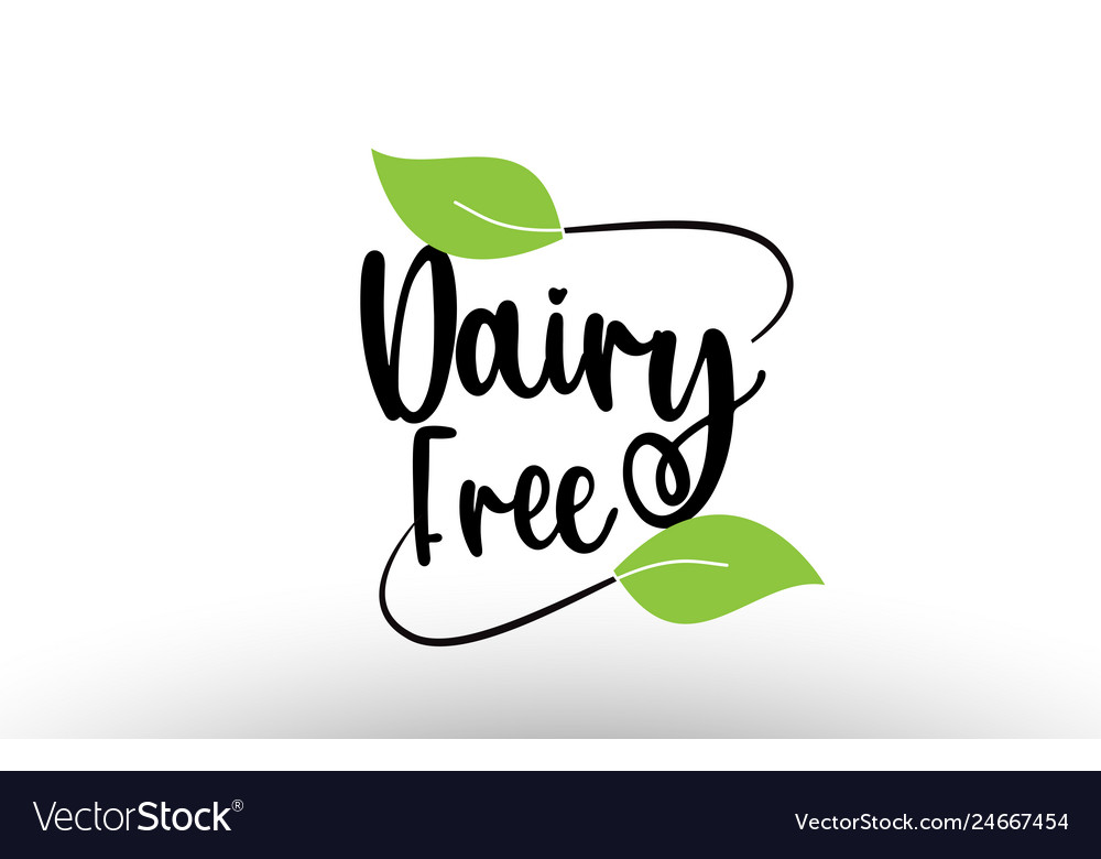 Dairy Free Logo - Green Leaf Text