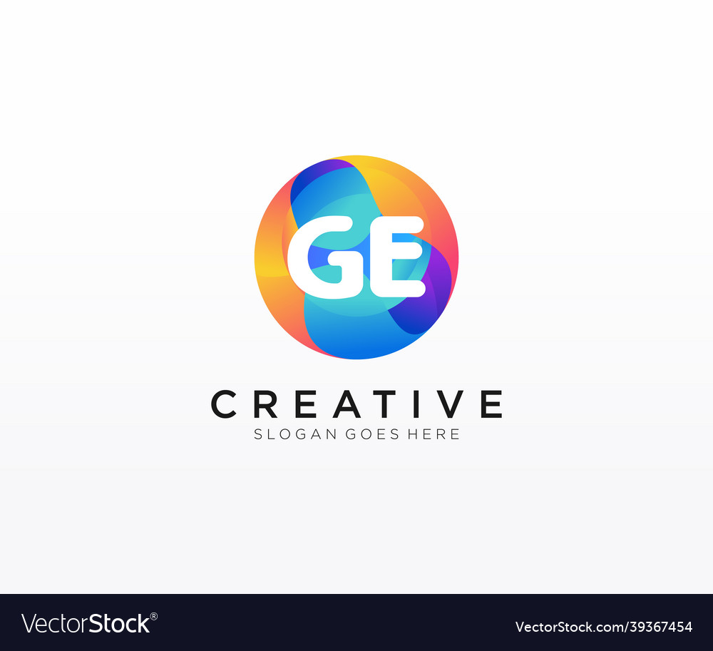 Ge initial logo with colorful circle template