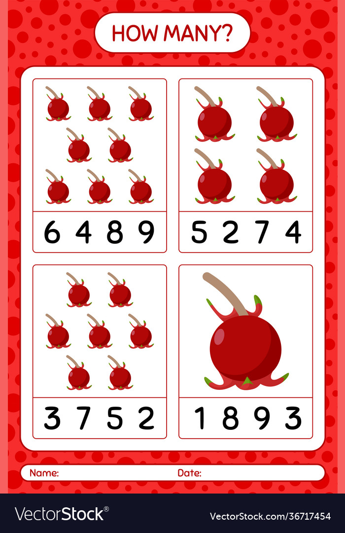 How many counting game with ugni worksheet vector image How many counting game with ugni worksheet