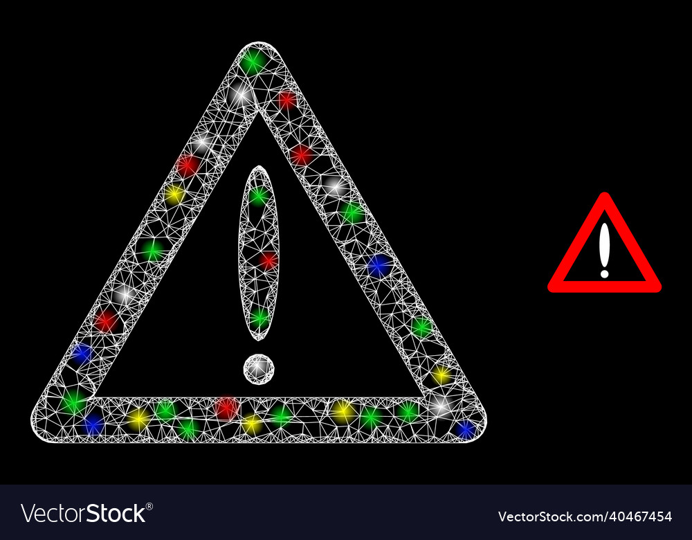 Illuminated irregular net warning sign icon