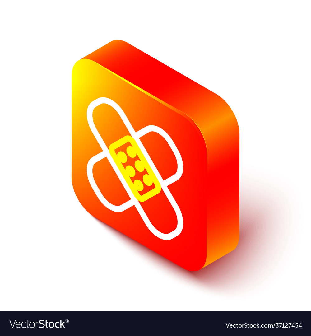 Isometric Line Crossed Bandage Plaster Icon Vector Image