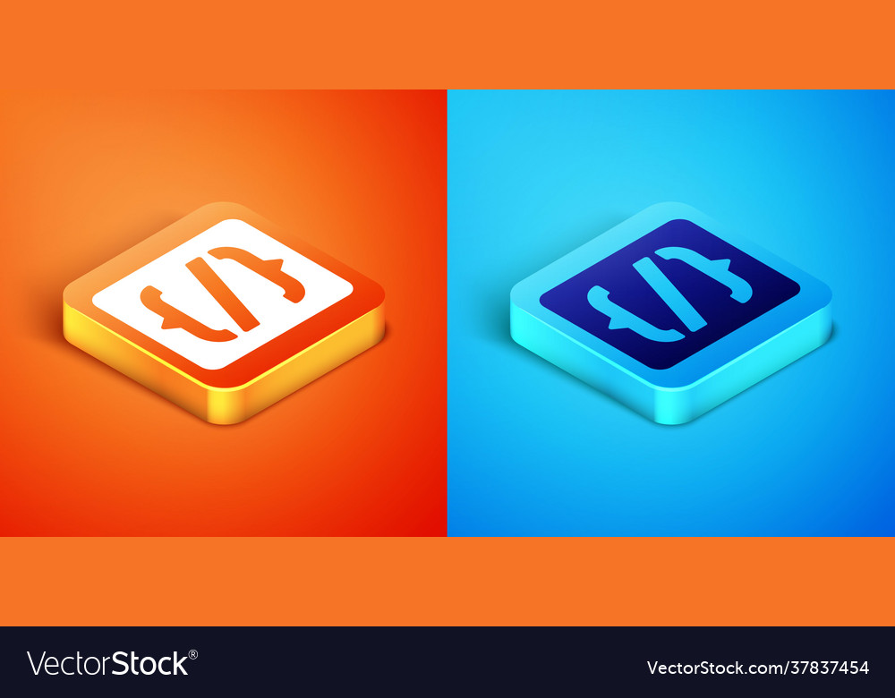 Isometric programming language syntax icon vector image Isometric programming language syntax icon