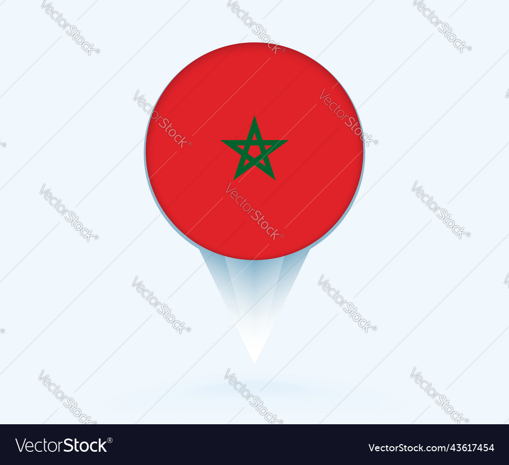 Map pointer with flag of morocco