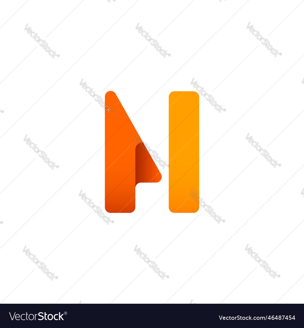 Paper alphabet origami font multi-colored letter n