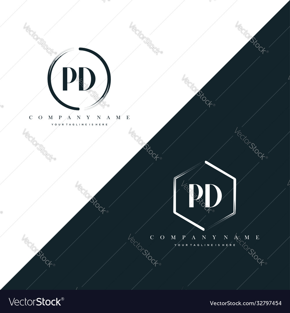 PD Initial Circle Logo - Brush & Hexagon