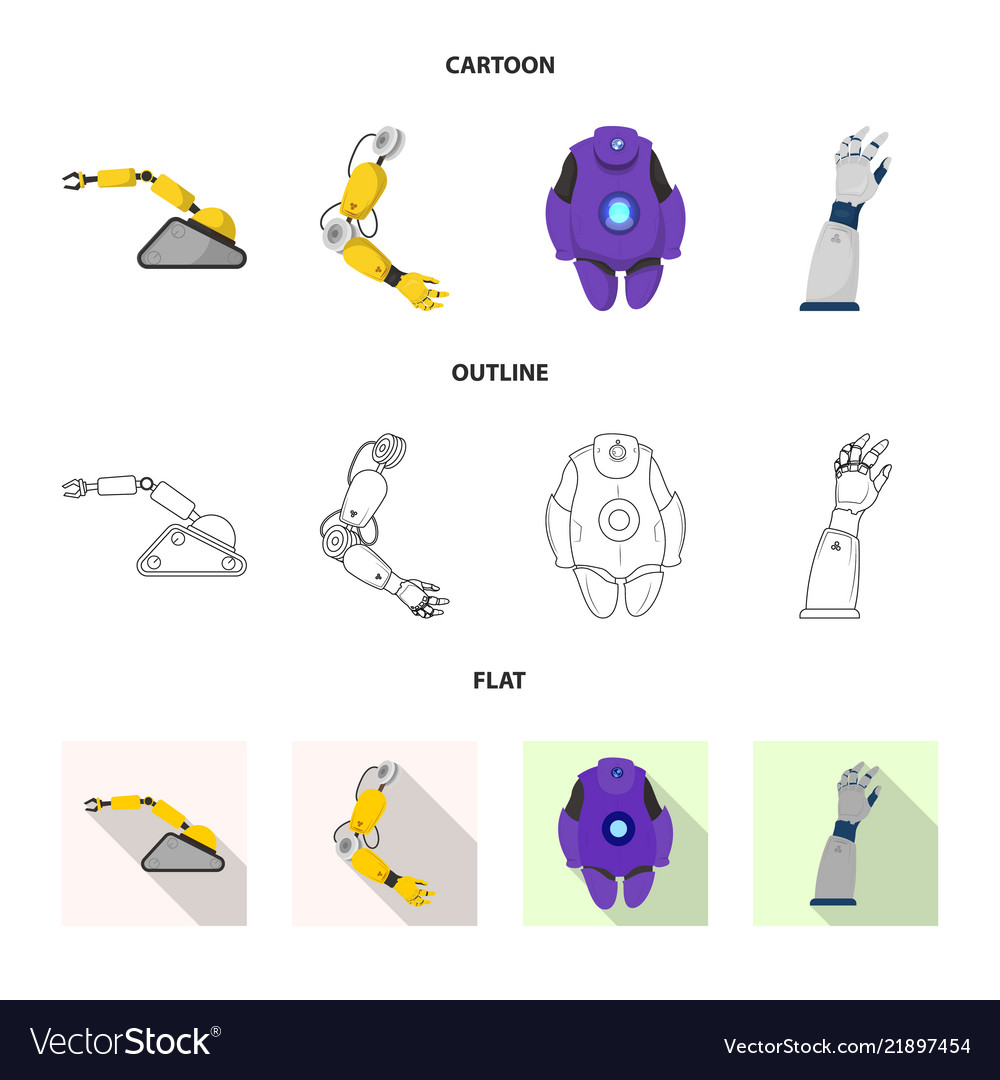 Robot and factory sign set vector image Robot and factory sign set