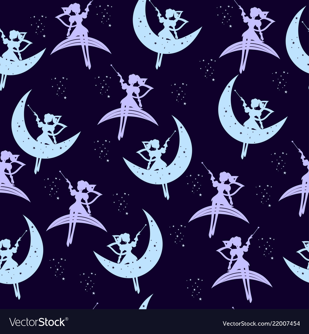 Seamless pattern with fairy flying