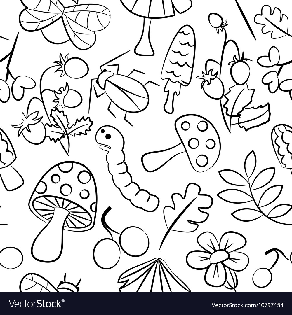 Seamless pattern with mushroom