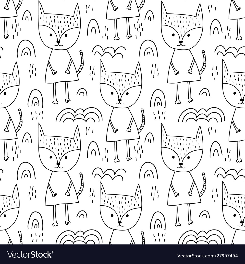 Nahtlose skandinavische Feiertage Thema Fuchs im Wald vector image Nahtlose skandinavische Feiertage Thema Fuchs im Wald