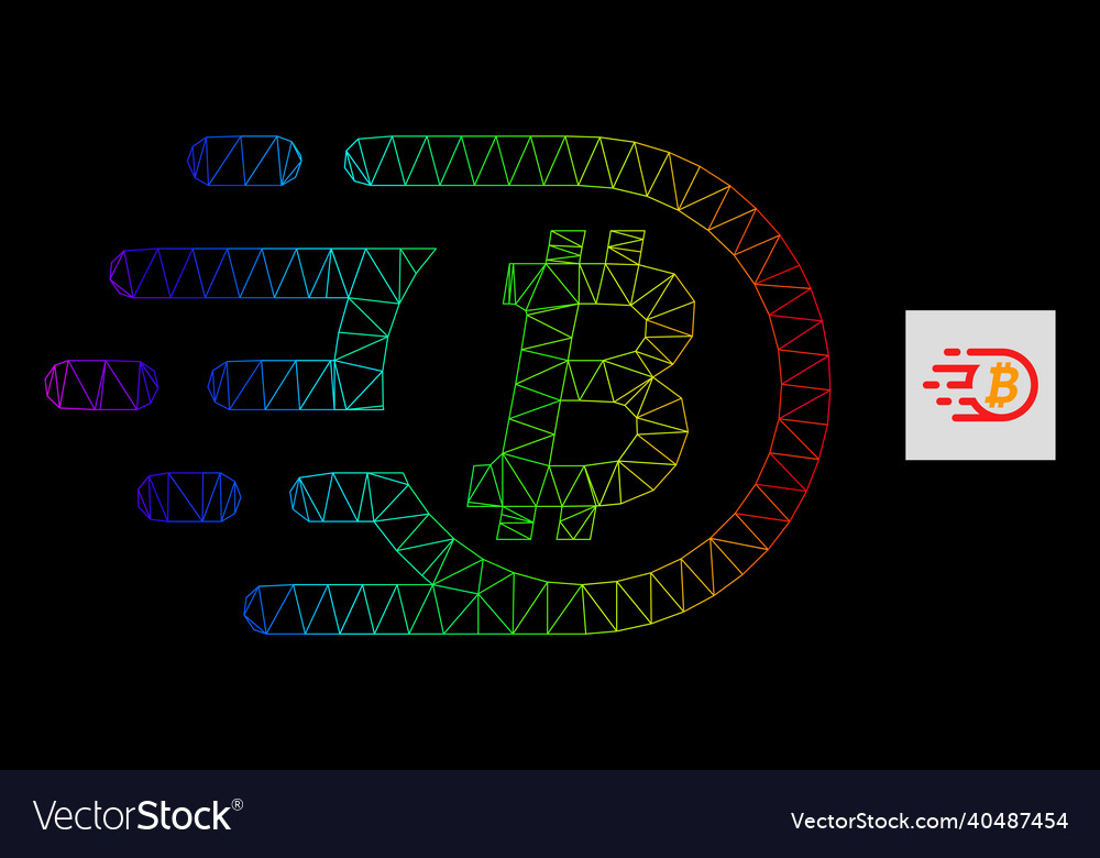 Spectrum gradient polygonal network bitcoin icon vector image Spectrum gradient polygonal network bitcoin icon