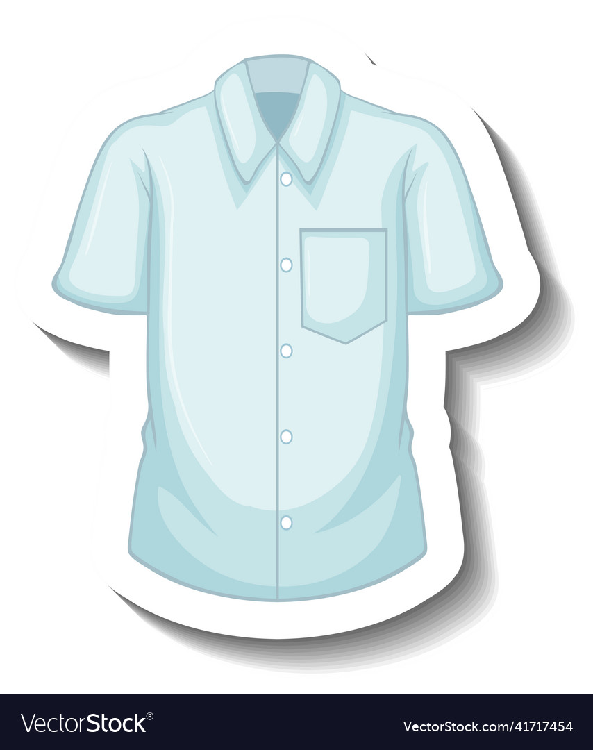 Sticker bright blue shirt in cartoon style