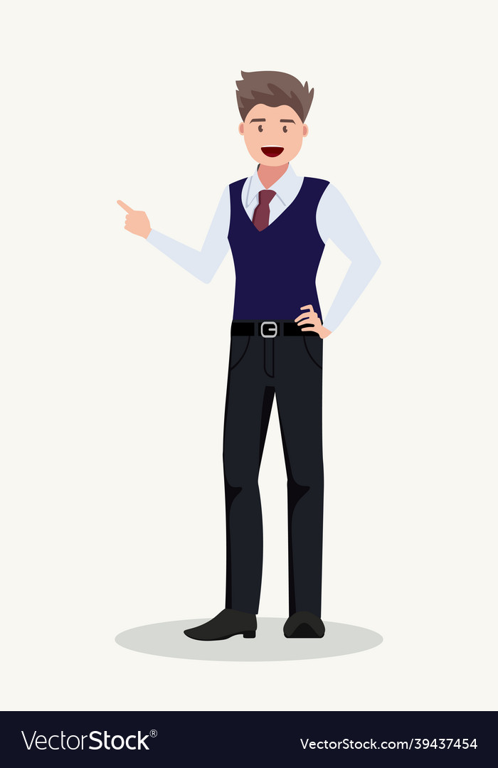 Surprised man points to something element vector image Surprised man points to something element