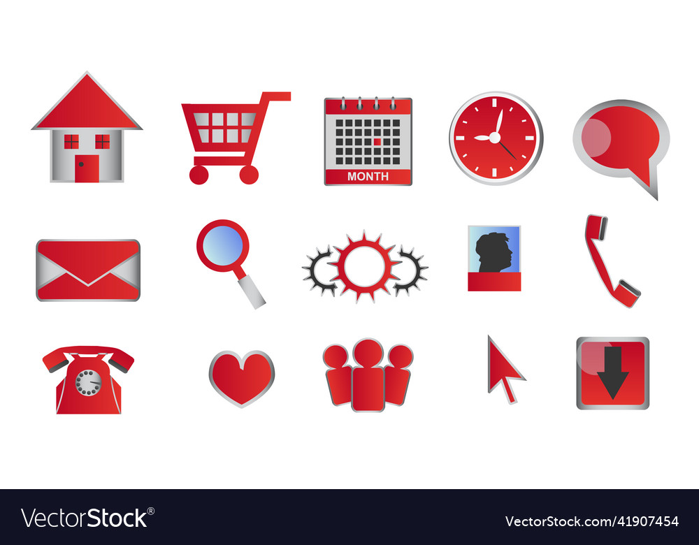 Web and multimedia glossy red icons buttons Vector Image Web and multimedia glossy red icons buttons