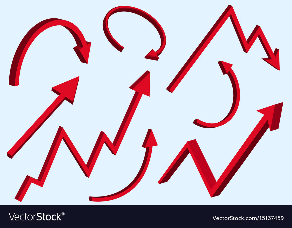 3d red arrows set graph arrow symbols