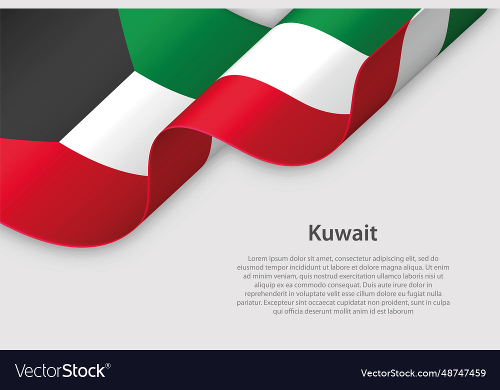 3d ribbon with national flag kuwait isolated Vector Image