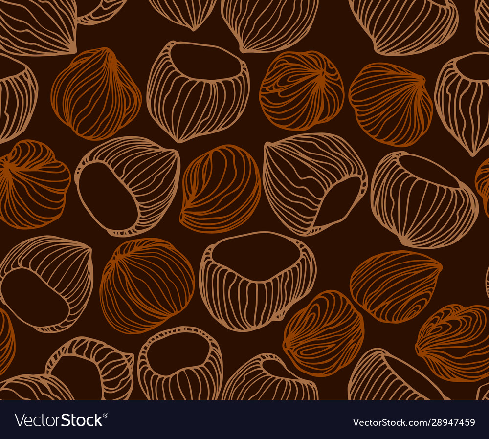 Abstract seamless pattern a set hazelnuts vector image Abstract seamless pattern a set hazelnuts