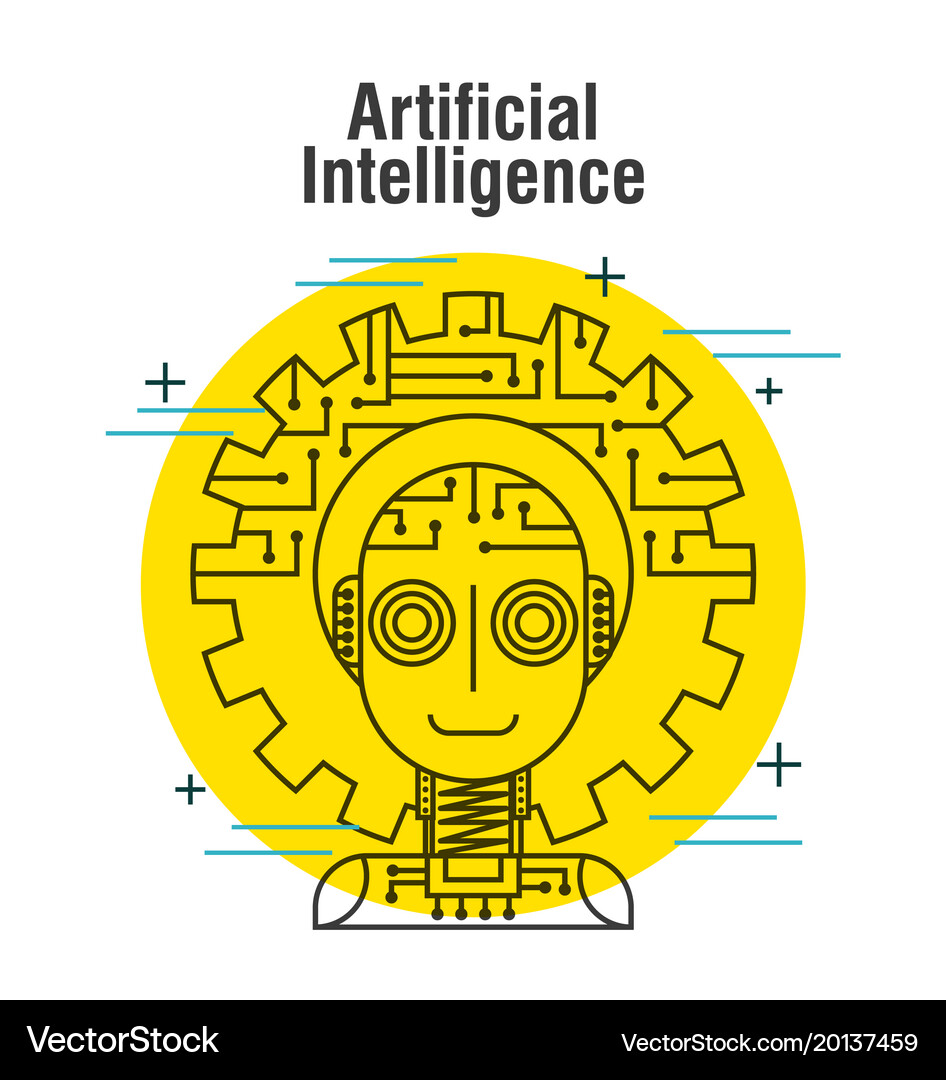 Artificial intelligence robot gear thin line Vector Image