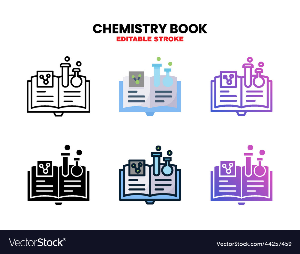 Chemistry book icon set with different styles