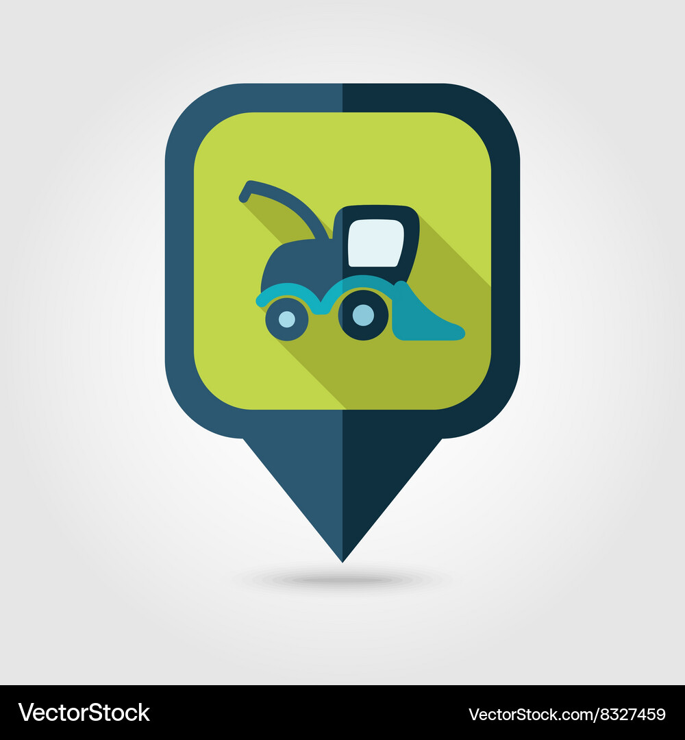 Combine harvester flat pin map icon Map pointer Vector Image