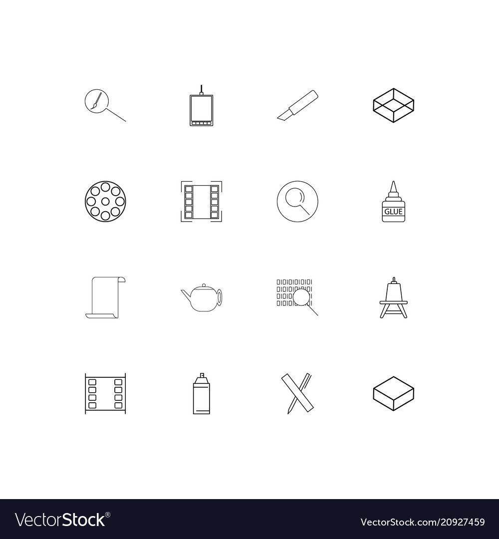 Creative process and design linear thin icons set