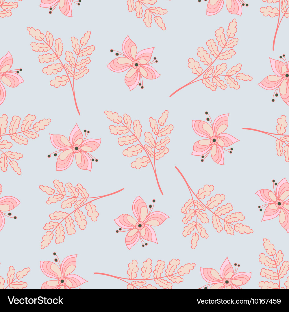 Doodle Floral Seamless Pattern Royalty Free Vector Image