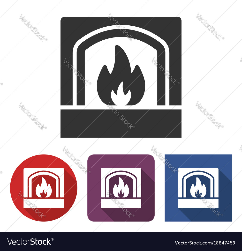 Fireplace icon in different variants
