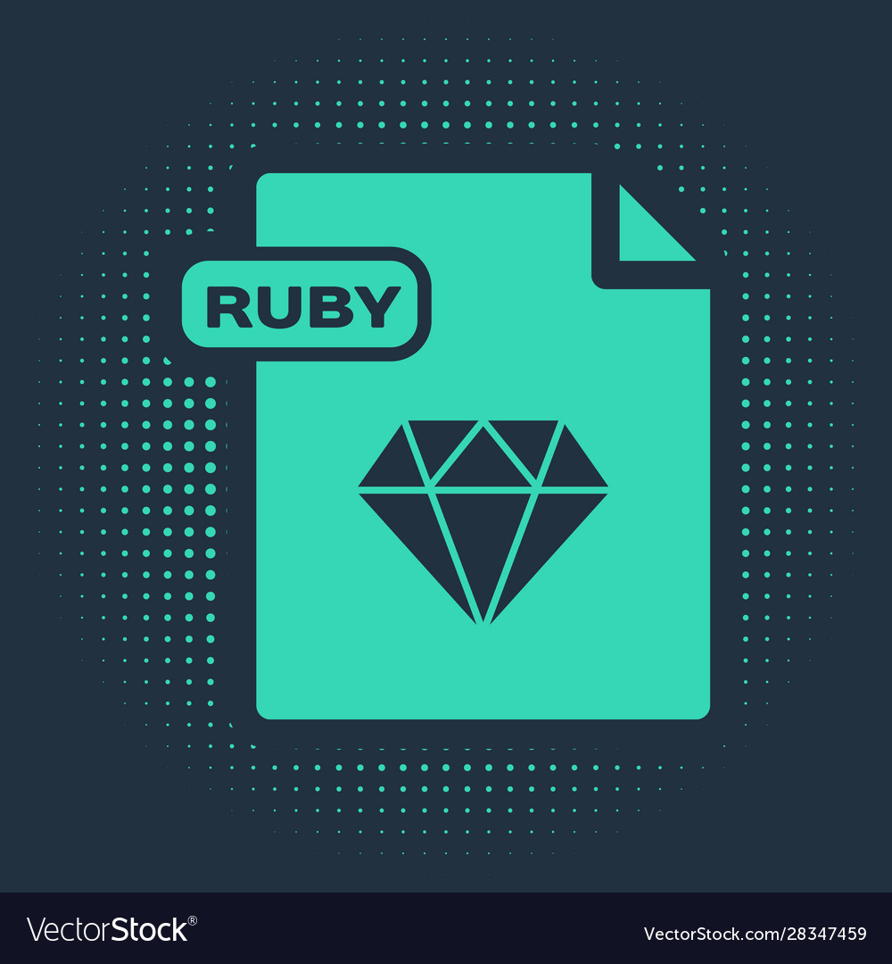 Green ruby file document download button vector image Green ruby file document download button