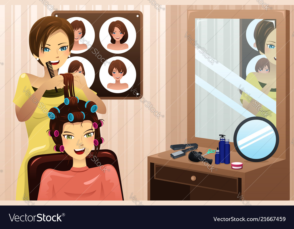 Hairstylist Working In A Salon Royalty Free Vector Image