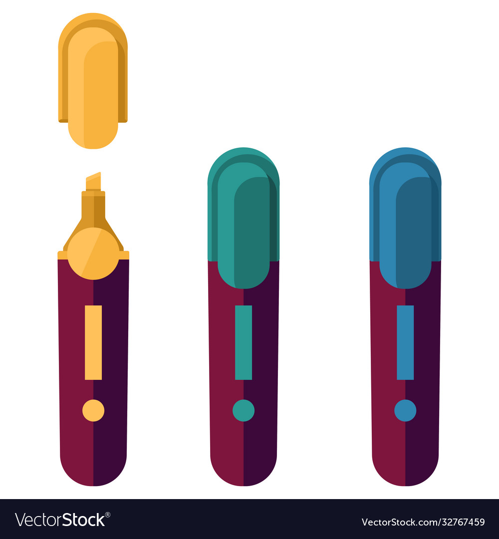 Highlighter sticker set on white isolated backdrop