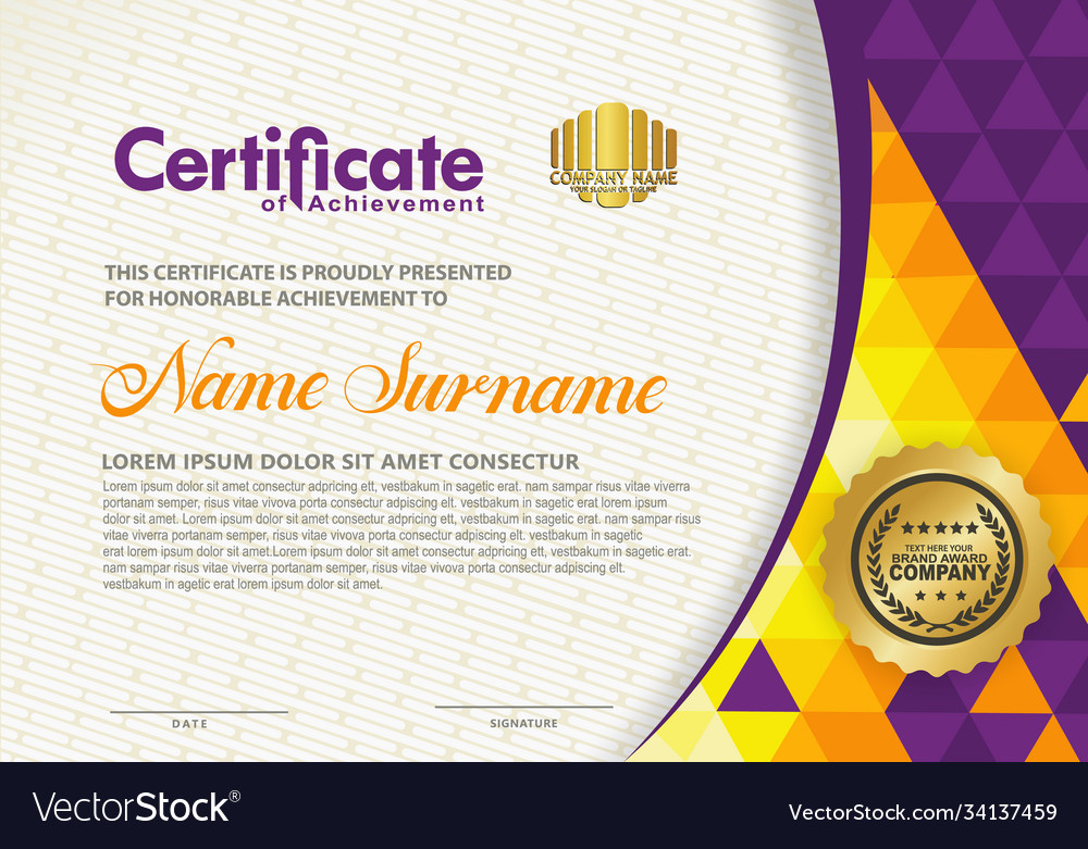 Horizontal certificate template with triangle