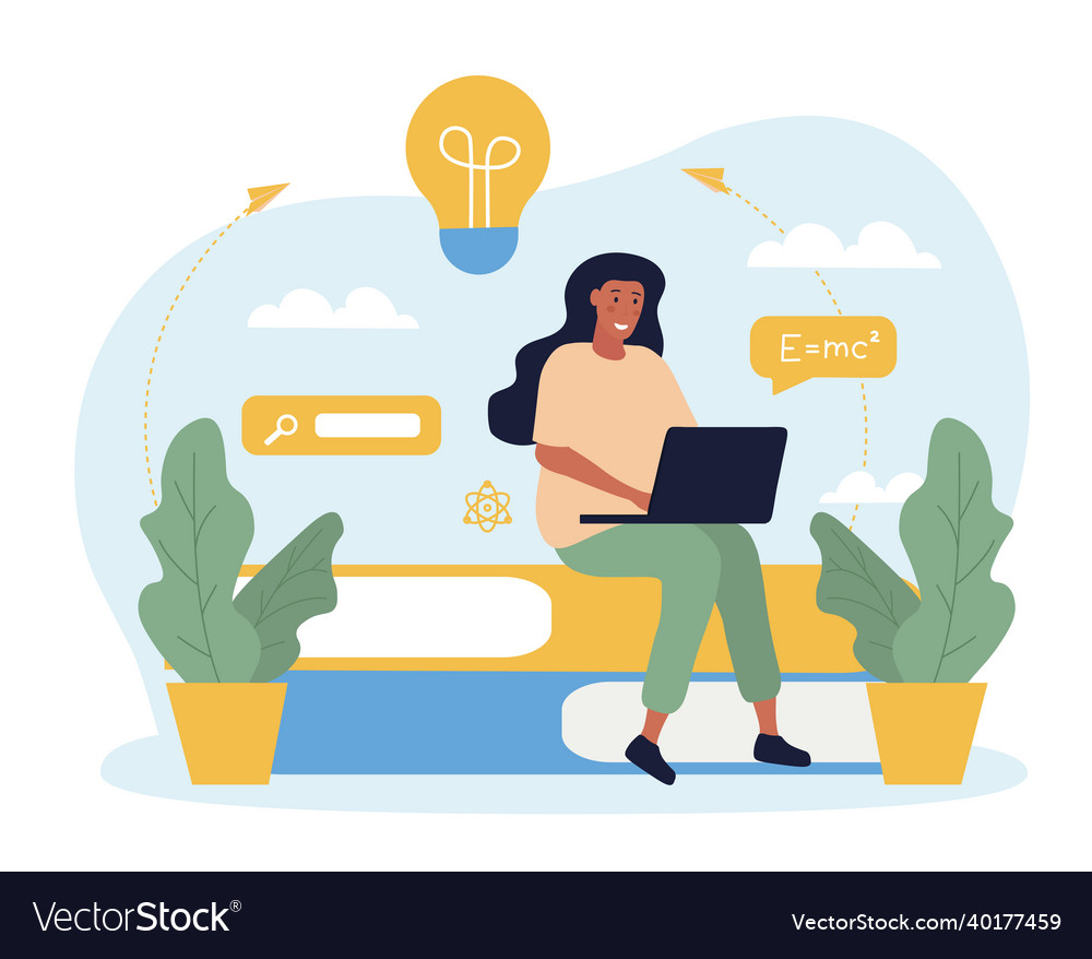 Internet studying concept vector image Internet studying concept