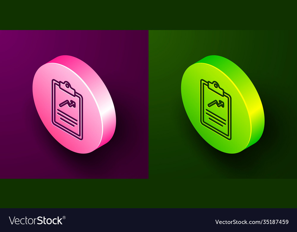 Isometric line clipboard with graph chart icon vector image Isometric line clipboard with graph chart icon