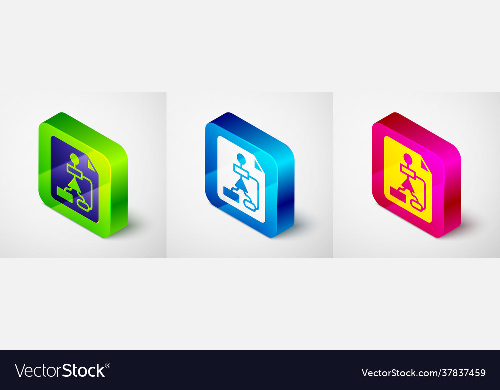 Isometric tile flowchart for program design vector image Isometric tile flowchart for program design